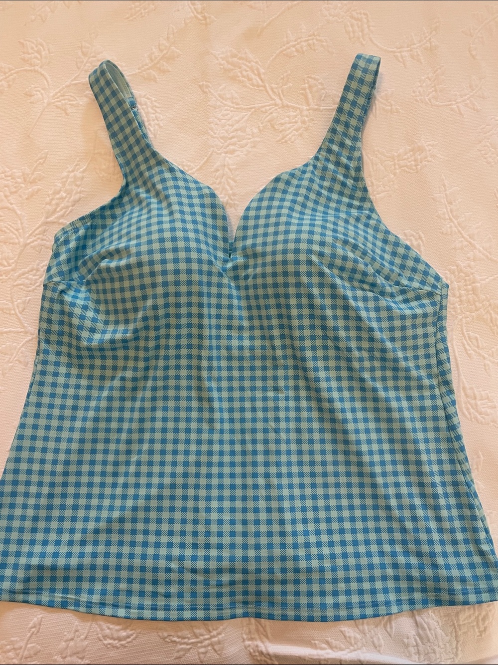 Blue Gingham Swim Top